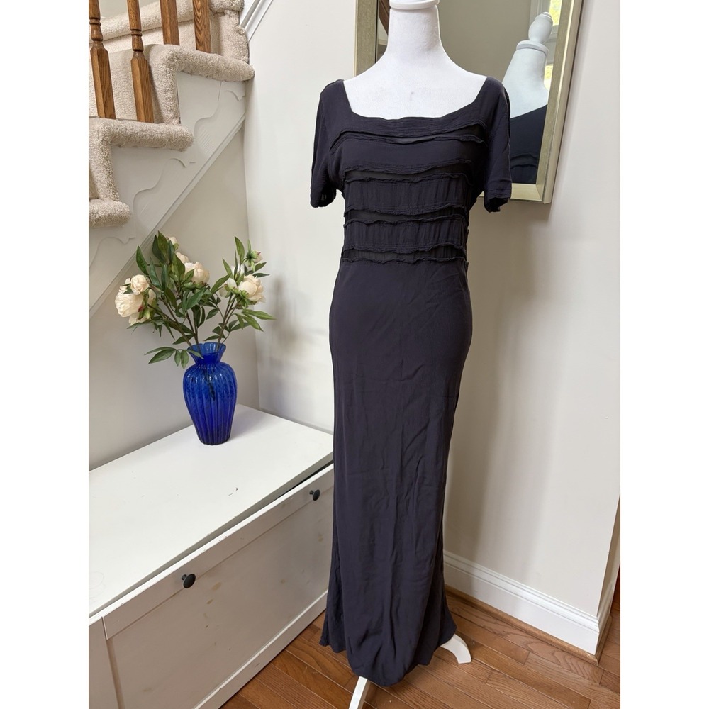Ghost England Maxi Dress S Dark Aubergine Purple Mesh Gothic 90s Vintage Style